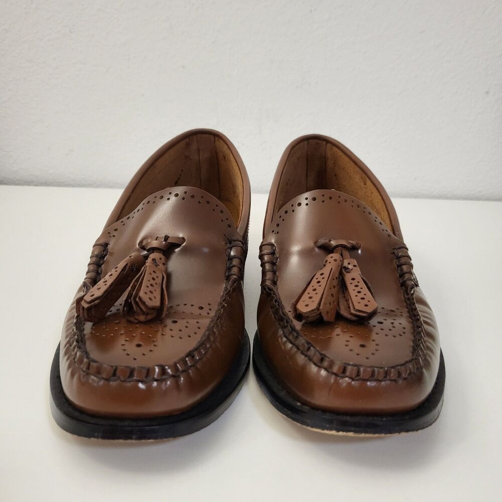 GH BASS & CO Weejuns Estelle Loafers Womens 7.5 Brown Leather Tassle Preppy - Picture 3 of 11